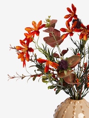 Orange Autumnal Floral Arrangement In Ceramic Vase - Image 4 of 4