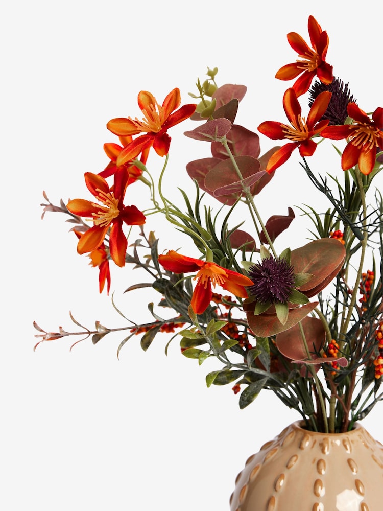 Orange Autumnal Floral Arrangement In Ceramic Vase - Image 4 of 4