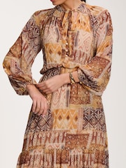 Πορτοκαλί - Jolie Moi Long Sleeve Chiffon Tiered Maxi Dress - Εικόνα 3 από 6