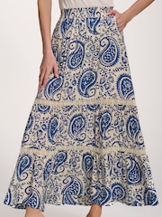 Jolie Moi Blue Lace Trim Tiered Maxi Skirt - Image 3 of 6