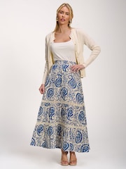 Jolie Moi Blue Lace Trim Tiered Maxi Skirt - Image 4 of 6