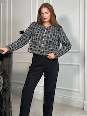 Girl In Mind Black Jaicy Boucle Bomber Jacket - Image 2 of 4