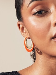 Orange Raffia Wrapped Hoops Earrings - Image 1 of 2
