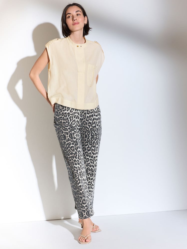 Ecru Sleeveless Utility Pocket Top - Image 1 of 1