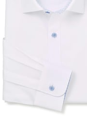 Savile Row Company White Slim Fit Cotton Poplin Contrast Button Gingham Trim Formal Shirt - Image 2 of 3