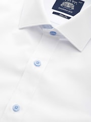 Savile Row Company White Slim Fit Cotton Poplin Contrast Button Gingham Trim Formal Shirt - Image 3 of 3