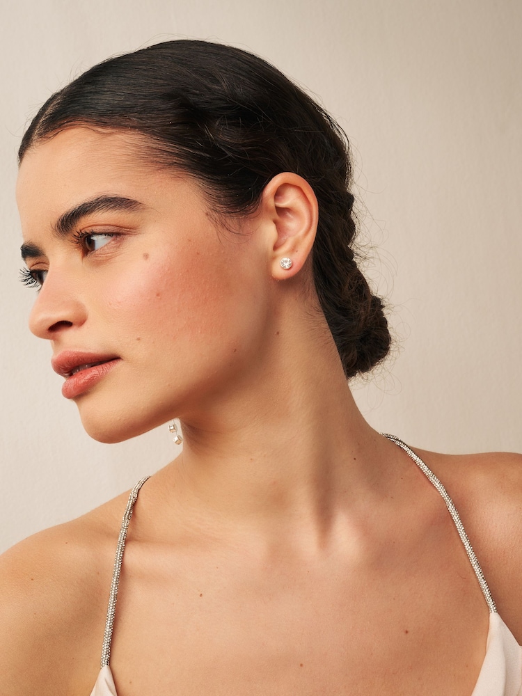 Silver Tone Cupchain Sparkle Earrings Pack - Image 2 of 3