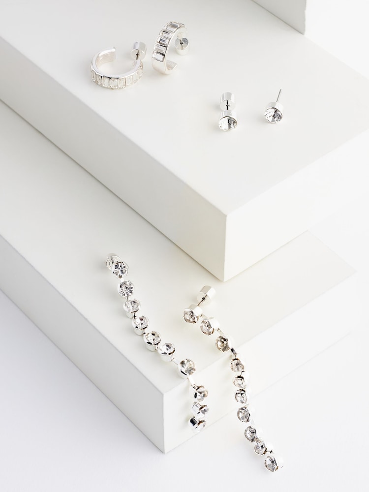 Silver Tone Cupchain Sparkle Earrings Pack - Image 3 of 3