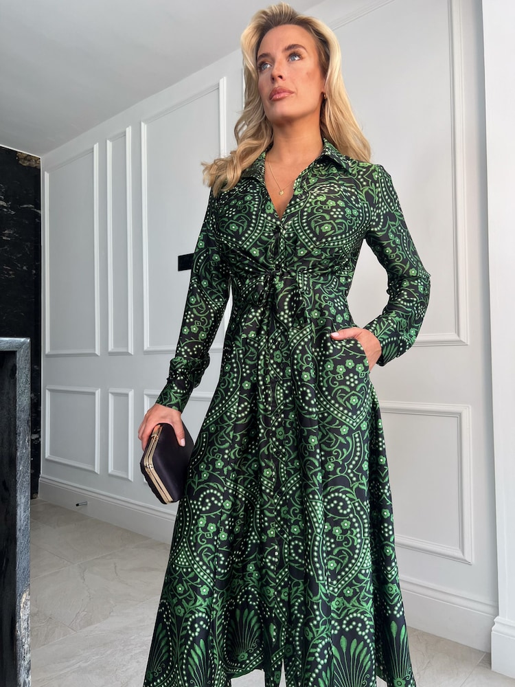 Grün - Girl In Mind – Odette – Hemd kleid mit Krawatte detail vorne - Bild 4 von 4 Grün - Girl In Mind – Odette – Hemd kleid mit Krawatte detail vorne - Bild 4 von 4