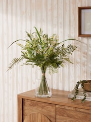 Green Artificial Large Foliage Arrangement In Glass Vase - Image 1 of 3