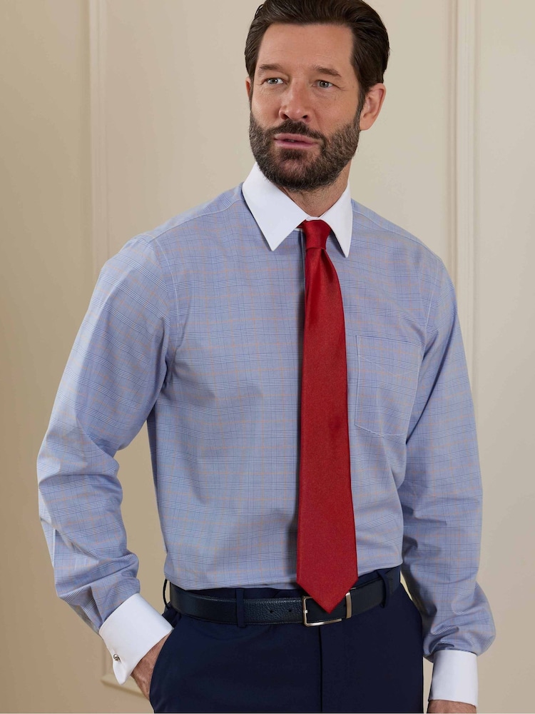 Savile Row Company Blue Classic Fit Prince of Wales Check Double Cuff Winchester Formal Shirt - Image 1 of 5 Savile Row Company Blue Classic Fit Prince of Wales Check Double Cuff Winchester Formal Shirt - Image 1 of 5