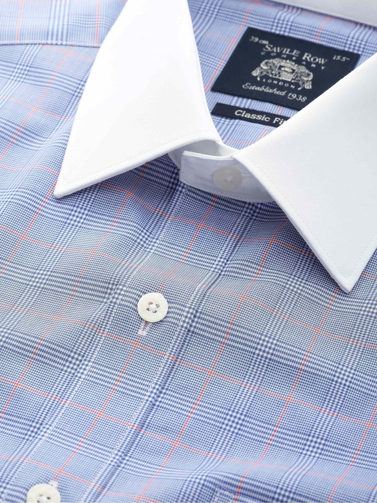 Savile Row Company Blue Classic Fit Prince of Wales Check Double Cuff Winchester Formal Shirt - Image 5 of 5 Savile Row Company Blue Classic Fit Prince of Wales Check Double Cuff Winchester Formal Shirt - Image 5 of 5