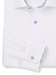 Savile Row Company White Classic Fit Contrast Button Paisley Trim Single Cuff Formal Shirt - Image 5 of 5