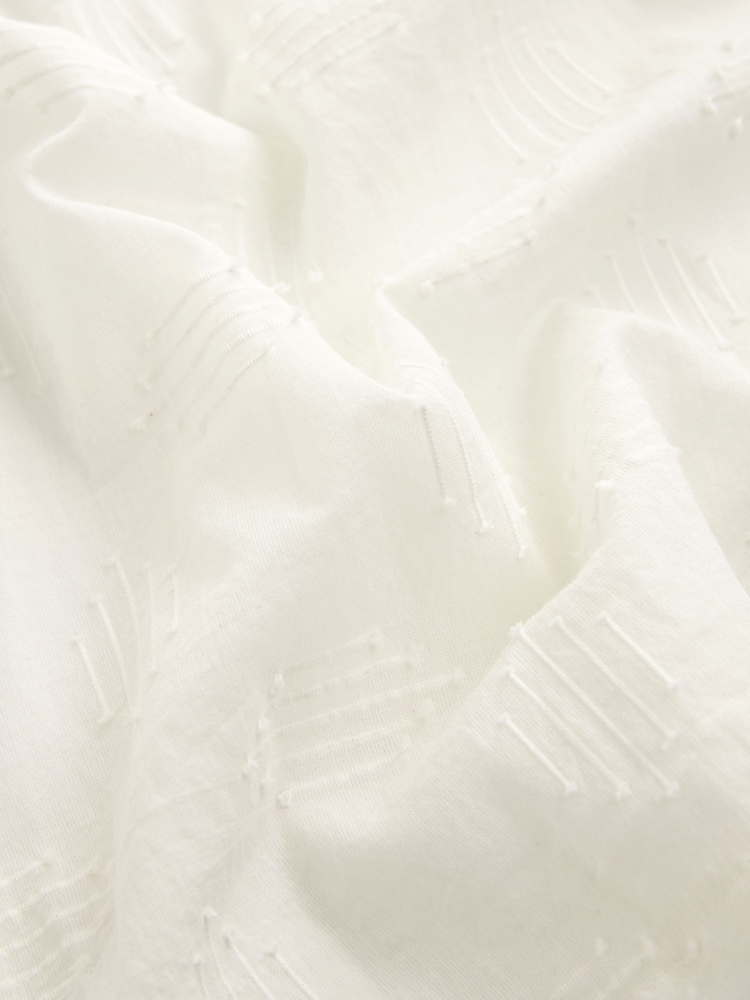 Off White 100% Cotton Textured Long Sleeve Lace Trim Shirt - Image 6 of 6