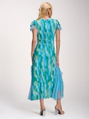 藍色 - Jolie Moi Lace Insert Mesh Midi Dress - 圖片 2/6