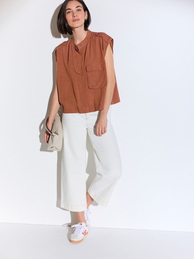Rust Brown Sleeveless Utility Pocket Top - Image 2 of 7