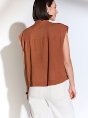 Rust Brown Sleeveless Utility Pocket Top - Image 3 of 7