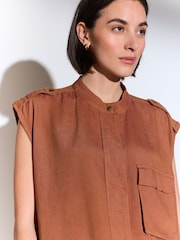Rust Brown Sleeveless Utility Pocket Top - Image 4 of 7