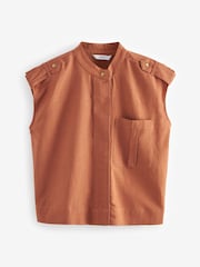 Rust Brown Sleeveless Utility Pocket Top - Image 5 of 7