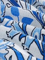 Blue Print 100% Cotton Bardot Puff Sleeve Blouse - Image 6 of 6