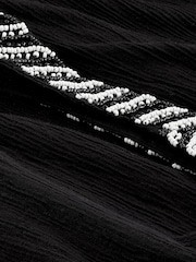 Черный - безрукавка с отделкой бисером летний широкий комбинезон - Image 6 of 6