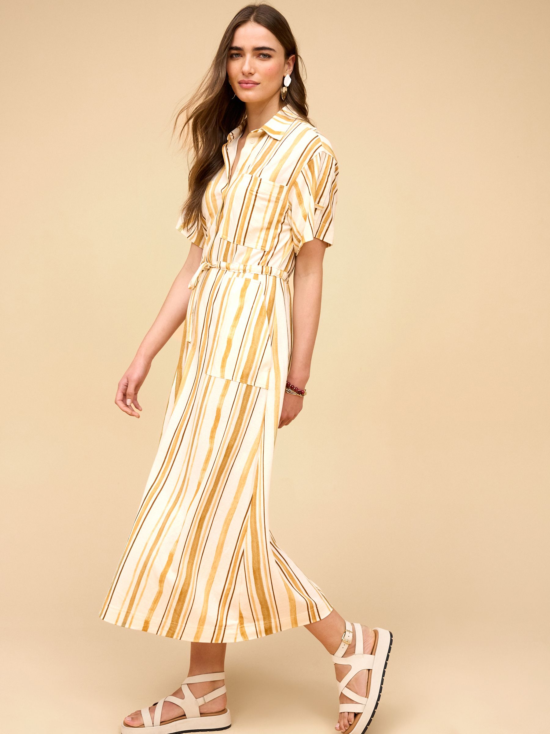 Striped pocket dress deals