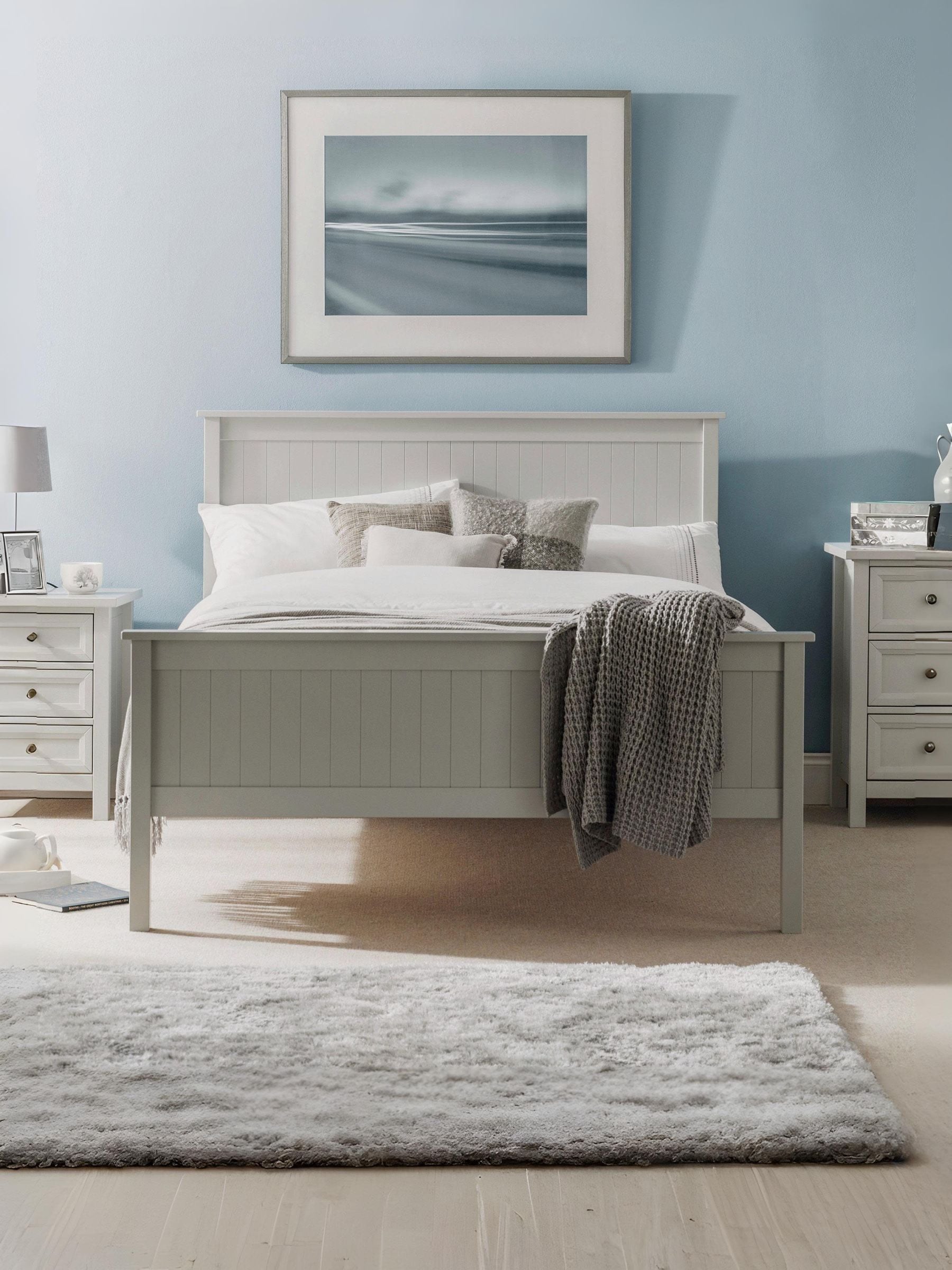 Julian Bowen Maine King Bed - Dove Grey - New England Style Panelling - Solid Pine - Slat Base - Image 6