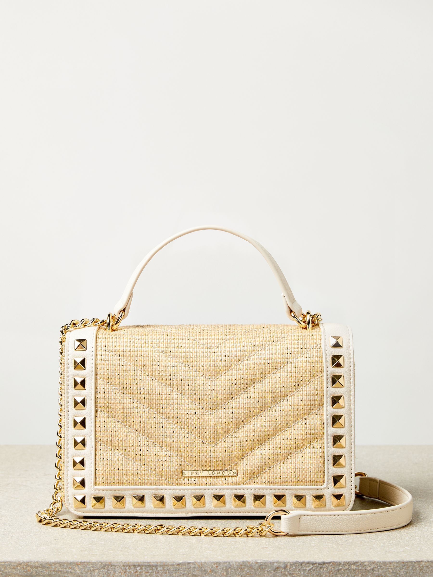 Buy Lipsy Beige Quilted Chain Crossbody Bag from Next Ireland