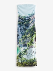 Szenischer Urlaubsprint, mehrfarbig - Bandeau-Maxikleid aus Mesh - Bild 6 von 6