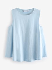 Light Blue Relaxed Fit Sleeveless Scoop Neck Slub Vest Top - Image 5 of 5