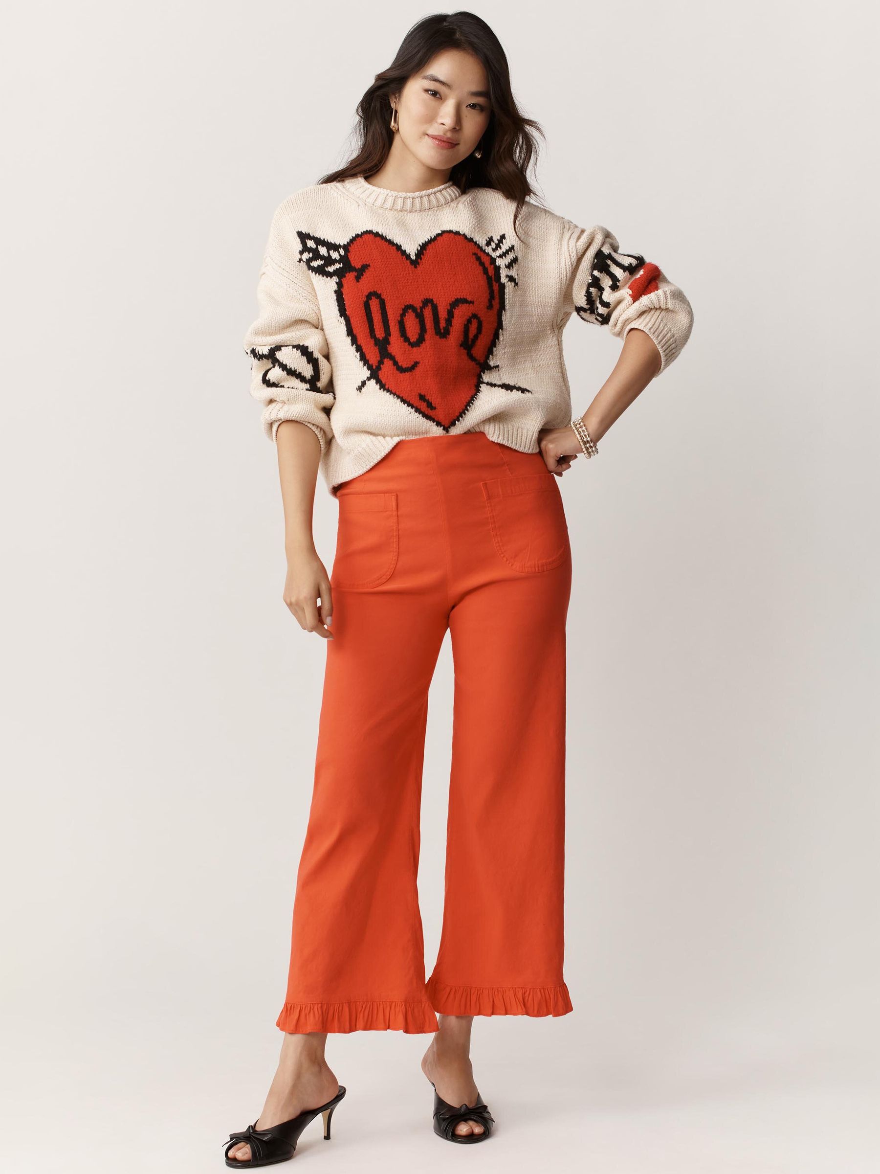 Buy Anthropologie Orange Maeve The Colette Ruffle-Hem Crop Wide