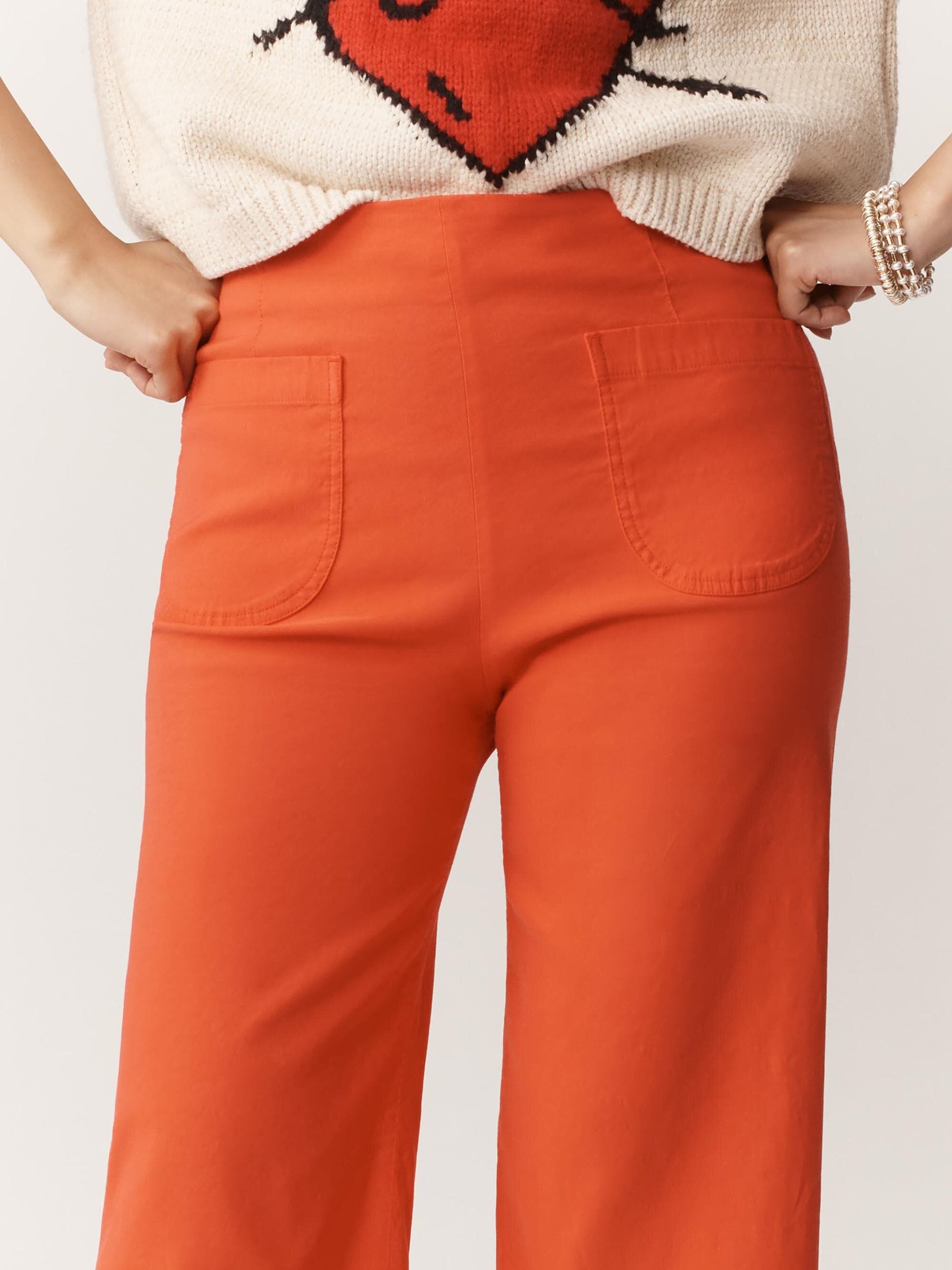 Buy Anthropologie Orange Maeve The Colette Ruffle-Hem Crop Wide