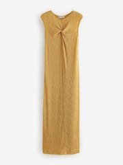 Yellow Twist Front Sleeveless Textured Jersey Maxi Summer Dress - Image 7 of 8