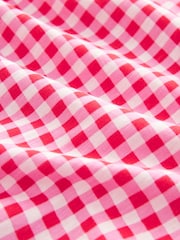 Red Gingham 100% Cotton Puff Sleeve Woven Mix Summer Dress - Image 7 of 7