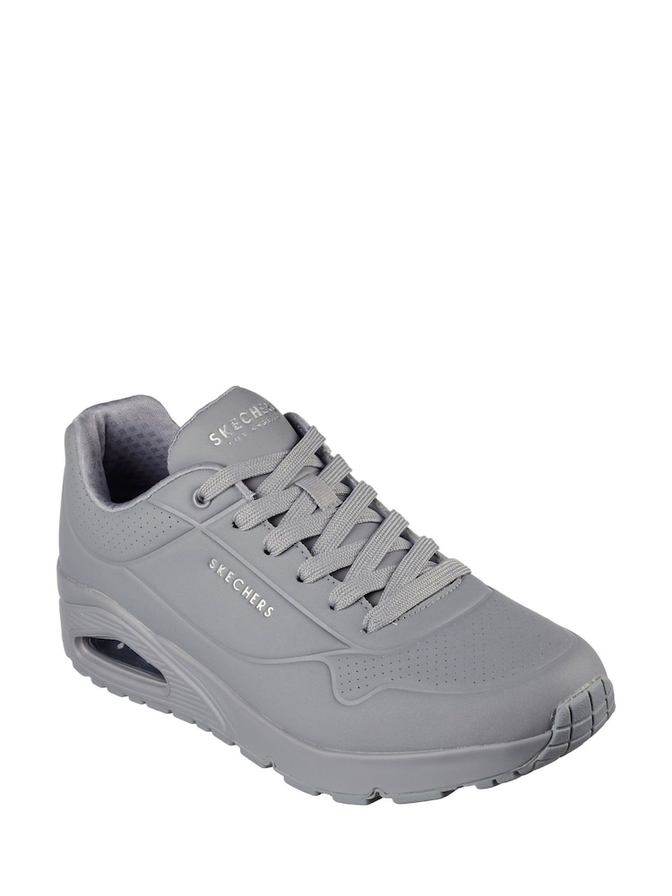 Skechers Light Grey Mens Standard Fit Uno Trainers - Image 2 of 3