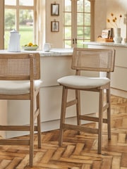 Contemporary Tweed Linen Light Natural Abel Bar Stool - Image 1 of 7