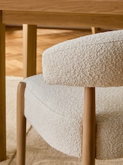 Set of 2 Casual Boucle Oyster Aire Light Wood Leg Dining Chairs - Image 3 of 10