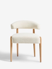Set of 2 Casual Boucle Oyster Aire Light Wood Leg Dining Chairs - Image 4 of 10