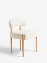 Set of 2 Casual Boucle Oyster Aire Light Wood Leg Dining Chairs - Image 5 of 10