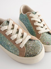 Bronze Glitter Lace Up Lowtop Trainers - Image 2 of 5