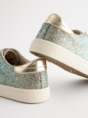 Bronze Glitter Lace Up Lowtop Trainers - Image 4 of 5