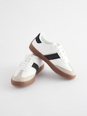 White Mono Retro Lace Up Trainers - Image 3 of 8
