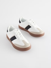 White Mono Retro Lace Up Trainers - Image 5 of 8