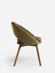 Set of 2 Plush Chenille Moss Green Hewitt Upholstered Dark Wood Leg Dining Chairs - Image 4 of 9