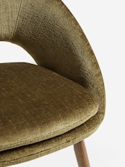 Set of 2 Plush Chenille Moss Green Hewitt Upholstered Dark Wood Leg Dining Chairs - Image 7 of 9