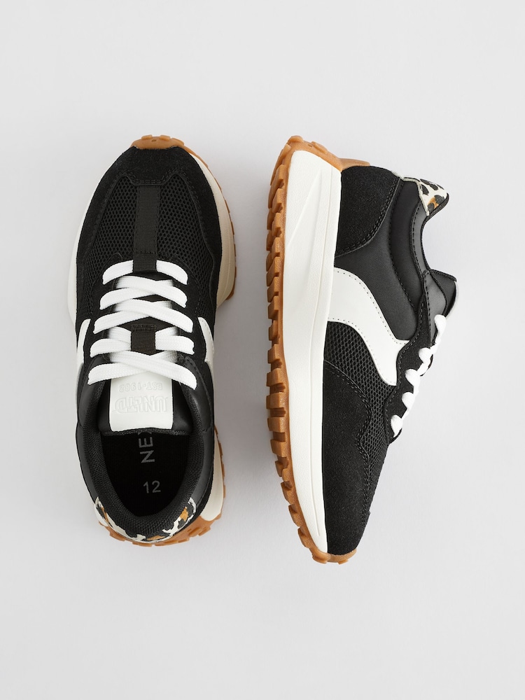 Black Lace-Up Chunky Trainers - Image 4 of 4