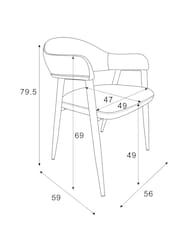 Set of 2 Monza Faux Leather Dark Grey Nora Dining Chairs - Image 4 of 8