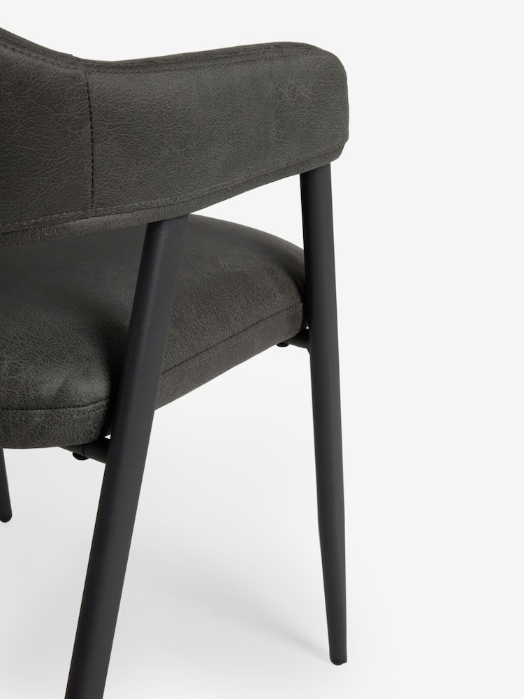 Set of 2 Monza Faux Leather Dark Grey Nora Dining Chairs - Image 8 of 8 Set of 2 Monza Faux Leather Dark Grey Nora Dining Chairs - Image 8 of 8