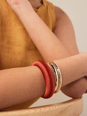 Orange Thread Wrapped Chunky Bangles Pack - Image 2 of 4