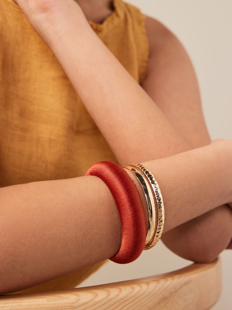 Orange Thread Wrapped Chunky Bangles Pack - Image 2 of 4